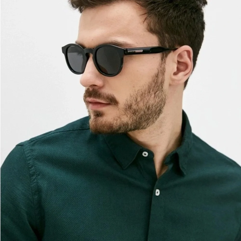 NEW GUCCI Men’s Grey Round Sunglasses GG0825S 005 49mm | Full Packaging